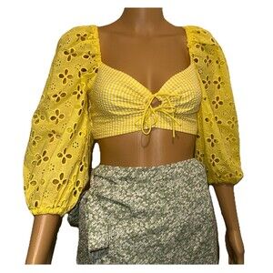 strangers and lovers Picnic Crop Top In Sunshine yellow Size Small